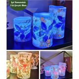 Yılbaşı Noel Temalı 3 Lü Set Led Gerçek Mum Kumandalı 9 Renk Yanabilme Ve Animasyonlu Büyük Boy Mum