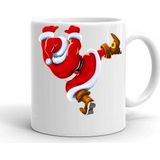 Yılbaşı Noel Temalı Beyaz Seramik Kupa - Siyah - 300 cc