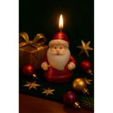 Yılbaşı Ortam Işığı Rustik Dekor Noel Baba Figürlü Mum El Yapımı Doğal Noel Baba Mum Hediye 9x6 Cm Çok Renkli