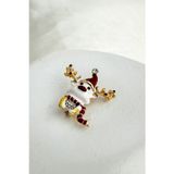 Yılbaşı Özel Boynuz Detay Taşlı kardan Adam Broş (3cm)