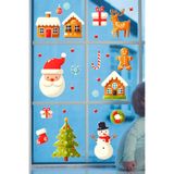 Yılbaşı Pencere Sticker Seti, Noel Temalı Kendinden Yapışkanlı Duvar Çıkartmaları, Çocuk Odası ve Vitrin Süslemeleri (Karlı Evler ve Çam Ağacı)