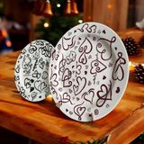 Yılbaşı Servis Tabağı Aşk Temalı Handmade Çini Sunumluk Tasarım Çini - YILBAŞI SERVİS TABAĞI ÇİNİ SUNUMLUK TASARIM 2 Lİ TAKIM ÇİNİ