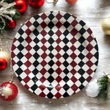Yılbaşı Servis Tabağı Damalı Handmade Tasarım Çini - YILBAŞI SERVİS TABAĞI SUNUMLUK TASARIM ÇİNİ