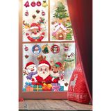 Yılbaşı Sticker Noel Baba Geyik Kardan Adam Ve Işıklı Noel Süsleri Pencere Sticker