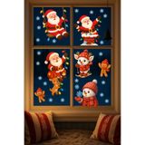 Yılbaşı Sticker Seti – Sevimli Noel Baba, Kardan Adam, Geyik ve Kar Tanesi Pencere Süsü 3D
