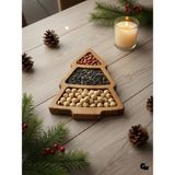 Yılbaşı Sunum Tabağı Noel Çam Ağacı Doğal Ahşap Çerez Tabağı(Kayın / Gürgen) - AHŞAP - 1 ADET