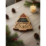 Yılbaşı Sunum Tabağı Noel Çam Ağacı Doğal Ahşap Çerez Tabağı(Kayın / Gürgen) Ahşap Rengi Ahşap - 2 Adet