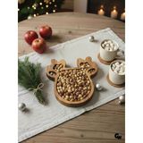 Yılbaşı Sunum Tabağı Noel Geyik Doğal Ahşap Çerez Tabağı(Kayın / Gürgen) Ahşap Rengi Ahşap - 1 Adet