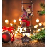Yılbaşı Süsü Ahşap Merdivenli Noel Baba Figür Büyük Boy 40 Cm - Merdiven İle 78 Cm