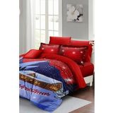 Yılbaşı Süsü House Noel %100 Pamuk Saten 3d Çift Kişilik Nevresim Takımı
