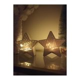 Yılbaşı Süsü Led Mumlu 2 ADET 12 CM Yıldız Dekorasyon GEYİKLİ VE EVLİ Beyaz 2 ADET LED MUM DAHİLDİR