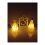 Yılbaşı Süsü Ledli Çam Ağacı Ev ve Melek Dekor Set 10-12-14 Cm 2 ADET LED DAHİLDİR