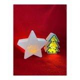 Yılbaşı Süsü Ledli Yıldız ve Çam Ağacı 16 CM 2 LED MUM DAHİLDİR