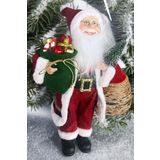 Yılbaşı Süsü Noel Baba Biblo Figür Büyük Boy 45cm -Elinde Çam Ağacı ve Hediye Çuvalı ile