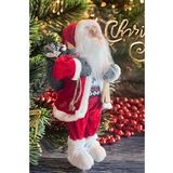 Yılbaşı Süsü Noel Baba Biblo Figür Büyük Boy 45cm -Kayakları, Hediye Çuvalı ve Aksesuarları ile