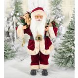 Yılbaşı Süsü Noel Baba Biblo Figür Büyük Boy 45cm - Peluş Ayılı Hediye Çuvalı Ve Aksesuarları İle