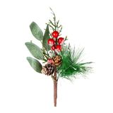 Yılbaşı Süsü Pike Berry Karlı Kırmızı Yeşil 25 Cm.