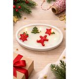 Yılbaşı Temalı 3 Fitilli Dekoratif Mum Okyanus Kokusu – 19 cm Geniş Oval Tasarım - Beyaz