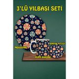 Yılbaşı Temalı 3'lü Bilek Destekli Mousepad Kupa Ve Bardak Altlığı Seti, hbspylbs11