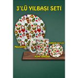 Yılbaşı Temalı 3'lü Bilek Destekli Mousepad Kupa ve Bardak Altlığı Seti, hbspylbs12