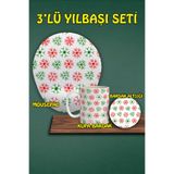 Yılbaşı Temalı 3'lü Bilek Destekli Mousepad Kupa ve Bardak Altlığı Seti, hbspylbs13