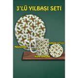 Yılbaşı Temalı 3'lü Bilek Destekli Mousepad Kupa Ve Bardak Altlığı Seti, hbspylbs15