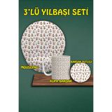Yılbaşı Temalı 3'lü Bilek Destekli Mousepad Kupa Ve Bardak Altlığı Seti, hbspylbs23
