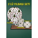 Yılbaşı Temalı 3'lü Bilek Destekli Mousepad Kupa Ve Bardak Altlığı Seti, hbspylbs2