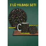 Yılbaşı Temalı 3'lü Bilek Destekli Mousepad Kupa Ve Bardak Altlığı Seti, hbspylbs32