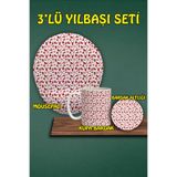 Yılbaşı Temalı 3'lü Bilek Destekli Mousepad Kupa Ve Bardak Altlığı Seti, hbspylbs36