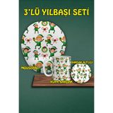 Yılbaşı Temalı 3'lü Bilek Destekli Mousepad Kupa Ve Bardak Altlığı Seti, hbspylbs41