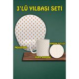 Yılbaşı Temalı 3'lü Bilek Destekli Mousepad Kupa Ve Bardak Altlığı Seti, hbspylbs45