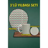 Yılbaşı Temalı 3'lü Bilek Destekli Mousepad Kupa Ve Bardak Altlığı Seti, hbspylbs47