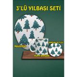 Yılbaşı Temalı 3'lü Bilek Destekli Mousepad Kupa ve Bardak Altlığı Seti, hbspylbs53