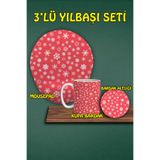 Yılbaşı Temalı 3'lü Bilek Destekli Mousepad Kupa Ve Bardak Altlığı Seti, hbspylbs54