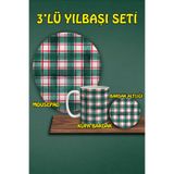Yılbaşı Temalı 3'lü Bilek Destekli Mousepad Kupa Ve Bardak Altlığı Seti, hbspylbs55