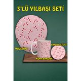 Yılbaşı Temalı 3'lü Bilek Destekli Mousepad Kupa Ve Bardak Altlığı Seti, hbspylbs57