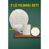 Yılbaşı Temalı 3'lü Bilek Destekli Mousepad Kupa ve Bardak Altlığı Seti, hbspylbs5