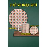 Yılbaşı Temalı 3'lü Bilek Destekli Mousepad Kupa ve Bardak Altlığı Seti, hbspylbs65