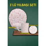 Yılbaşı Temalı 3'lü Bilek Destekli Mousepad Kupa Ve Bardak Altlığı Seti, hbspylbs77