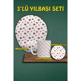 Yılbaşı Temalı 3'lü Bilek Destekli Mousepad Kupa ve Bardak Altlığı Seti, hbspylbs79