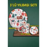 Yılbaşı Temalı 3'lü Bilek Destekli Mousepad Kupa ve Bardak Altlığı Seti, hbspylbs83