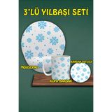 Yılbaşı Temalı 3'lü Bilek Destekli Mousepad Kupa ve Bardak Altlığı Seti, hbspylbs87