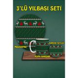 Yılbaşı Temalı 3'lü Bilek Destekli Mousepad Kupa Ve Bardak Altlığı Seti, hbspylbs95