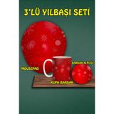 Yılbaşı Temalı 3'lü Bilek Destekli Mousepad Kupa Ve Bardak Altlığı Seti, hbspylbs98