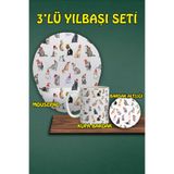Yılbaşı Temalı 3'lü Mousepad Kupa ve Bardak Altlığı Seti, hbspylbs28