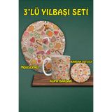 Yılbaşı Temalı 3'lü Mousepad Kupa ve Bardak Altlığı Seti, hbspylbs39