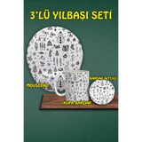 Yılbaşı Temalı 3'lü Mousepad Kupa ve Bardak Altlığı Seti, hbspylbs40