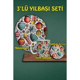 Yılbaşı Temalı 3'lü Mousepad Kupa ve Bardak Altlığı Seti, hbspylbs46