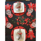 Yılbaşı Temalı 6 Kişilik Amerikan Servis,yılbaşı Supla Seti, Yılbaşı Yemek Seti 6 Kişilik Kırmızı - 35 x 35 cm